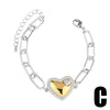 Wholesale Jewelry Copper Heartshaped Pendant Bracelet Plated Real Gold Electroplating Style