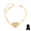 Wholesale Jewelry Copper Heartshaped Pendant Bracelet Plated Real Gold Electroplating Style
