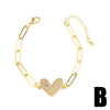 Wholesale Jewelry Copper Heartshaped Pendant Bracelet Plated Real Gold Electroplating Style