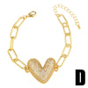 Wholesale Jewelry Copper Heartshaped Pendant Bracelet Plated Real Gold Electroplating Style