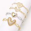 Wholesale Jewelry Copper Heartshaped Pendant Bracelet Plated Real Gold Electroplating Style