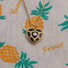 Wholesale Jewelry Copper Heartshaped Pendant Necklace With Devil's Eye Pattern And Electroplating Treatment