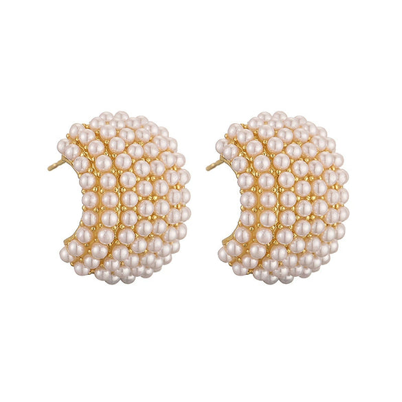 Wholesale Jewelry Copper Inlaid Pearl Geometric Cshaped Dropshaped Women's Ear Studs
