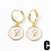 Wholesale Jewelry Copper Inlaid Shell Geometric Pendant Earrings With Electroplating For Women