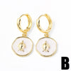 Wholesale Jewelry Copper Inlaid Shell Geometric Pendant Earrings With Electroplating For Women