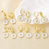 Wholesale Jewelry Copper Inlaid Shell Geometric Pendant Earrings With Electroplating For Women