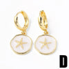 Wholesale Jewelry Copper Inlaid Shell Geometric Pendant Earrings With Electroplating For Women