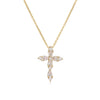 Wholesale Jewelry Copper Inlaid Water Drop Colored Diamond Cross Pendant Necklace Geometric Style For Women