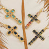 Wholesale Jewelry Copper Inlaid Zircon Cross Pendant Necklace Fashion Geometric Style Handmade