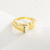 Wholesale Jewelry Copper Inlaid Zircon Fashion Open Ring With Letter Pattern