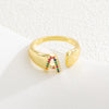 Wholesale Jewelry Copper Inlaid Zircon Fashion Open Ring With Letter Pattern