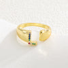 Wholesale Jewelry Copper Inlaid Zircon Fashion Open Ring With Letter Pattern