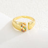 Wholesale Jewelry Copper Inlaid Zircon Fashion Open Ring With Letter Pattern