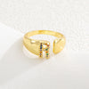 Wholesale Jewelry Copper Inlaid Zircon Fashion Open Ring With Letter Pattern