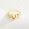 Wholesale Jewelry Copper Inlaid Zircon Fashion Open Ring With Letter Pattern
