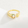 Wholesale Jewelry Copper Inlaid Zircon Fashion Open Ring With Letter Pattern