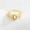 Wholesale Jewelry Copper Inlaid Zircon Fashion Open Ring With Letter Pattern