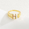Wholesale Jewelry Copper Inlaid Zircon Fashion Open Ring With Letter Pattern