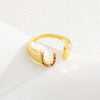 Wholesale Jewelry Copper Inlaid Zircon Fashion Open Ring With Letter Pattern