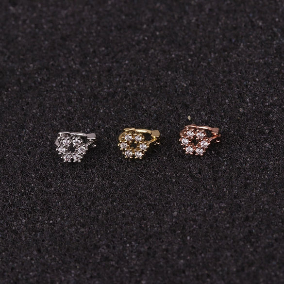 Wholesale Jewelry Copper Inlaid Zircon Flower Mini Cartilage Ear Buckle For Women