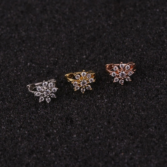 Wholesale Jewelry Copper Inlaid Zircon Flower Mini Cartilage Ear Buckle For Women