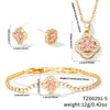 Wholesale Jewelry Copper Inlaid Zircon Fourleaf Clover Plants Flowers Style Electroplating Women's Jewelry Set