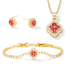 Wholesale Jewelry Copper Inlaid Zircon Fourleaf Clover Plants Flowers Style Electroplating Women's Jewelry Set
