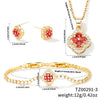 Wholesale Jewelry Copper Inlaid Zircon Fourleaf Clover Plants Flowers Style Electroplating Women's Jewelry Set