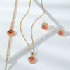 Wholesale Jewelry Copper Inlaid Zircon Fourleaf Clover Plants Flowers Style Electroplating Women's Jewelry Set