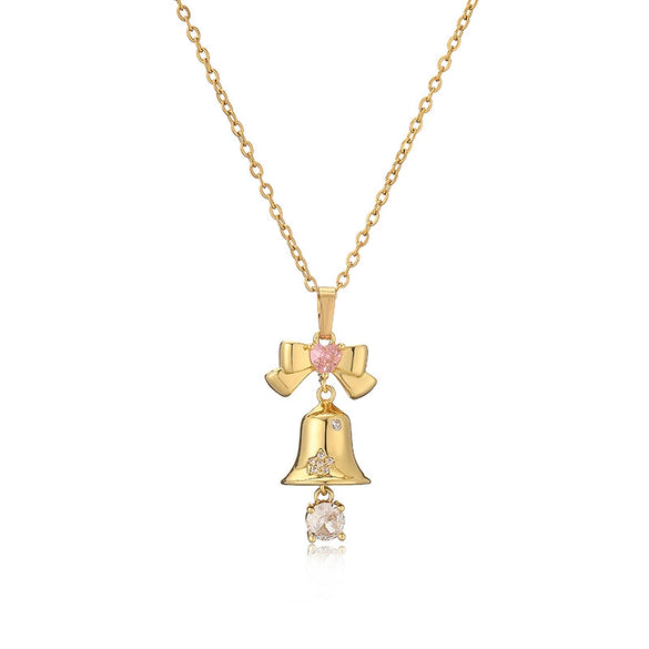 Wholesale Jewelry Copper Inlaid Zircon Geometric Christmas Element Necklace For Women