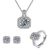 Wholesale Jewelry Copper Inlaid Zircon Geometric Quadrilateral Women's Threepiece Set With Box Chain