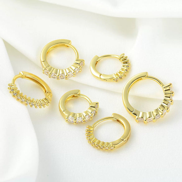 Wholesale Jewelry Copper Inlaid Zircon Geometric Round Earrings For Women