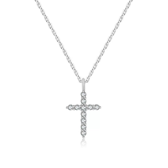 Wholesale Jewelry Copper Inlaid Zircon Handmade Cross O Word Chain Necklace