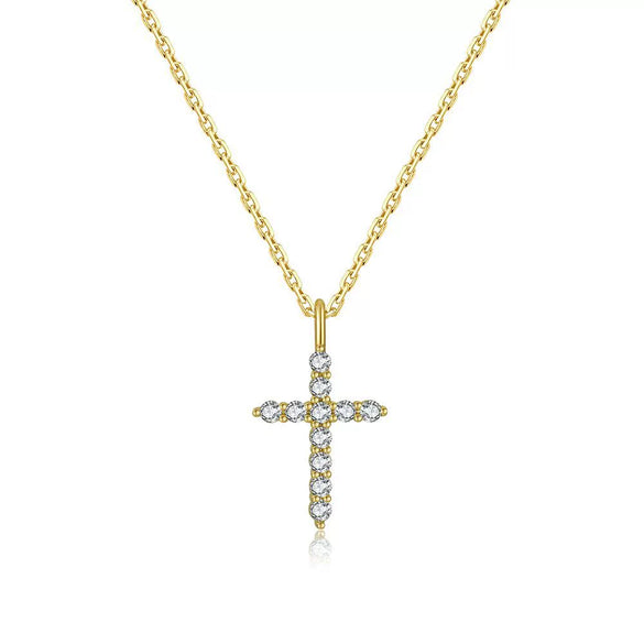 Wholesale Jewelry Copper Inlaid Zircon Handmade Cross O Word Chain Necklace