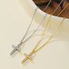 Wholesale Jewelry Copper Inlaid Zircon Handmade Cross O Word Chain Necklace