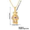 Wholesale Jewelry Copper Inlaid Zircon Heart Bear Pendant Electroplated Necklace With Animal Pattern