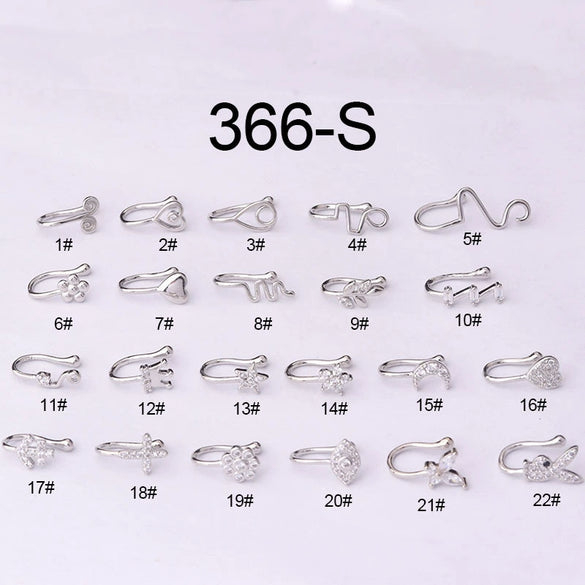 Wholesale Jewelry Copper Inlaid Zircon Heart Shaped Electroplated Women's Fake Nose Ring