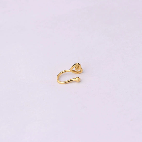 Wholesale Jewelry Copper Inlaid Zircon Heart Shaped Electroplated Women's Fake Nose Ring