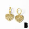 Wholesale Jewelry Copper Inlaid Zircon 18K Gold Plated Love Heart Pendant Earrings For Women Minimalist And Geometric Style