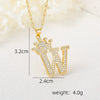 Wholesale Jewelry Copper Inlaid Zircon Letter Crown Hiphop Necklace