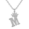 Wholesale Jewelry Copper Inlaid Zircon Letter Crown Hiphop Necklace