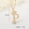 Wholesale Jewelry Copper Inlaid Zircon Letter Crown Hiphop Necklace