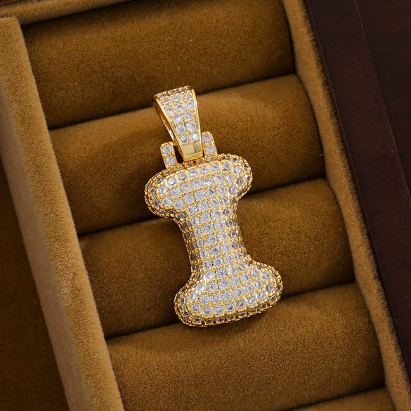 Wholesale Jewelry Copper Inlaid Zircon Letter Hiphop Necklace Pendant