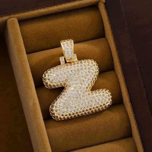 Wholesale Jewelry Copper Inlaid Zircon Letter Hiphop Necklace Pendant