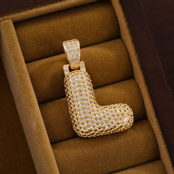 Wholesale Jewelry Copper Inlaid Zircon Letter Hiphop Necklace Pendant
