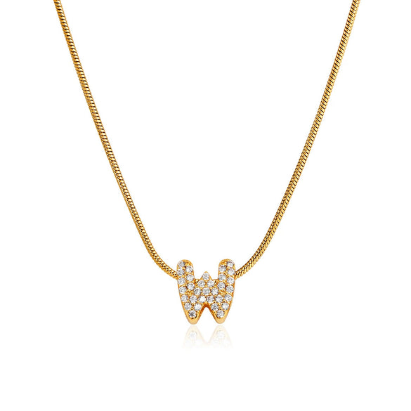 Wholesale Jewelry Copper Inlaid Zircon Letter Pendant Necklace Light Luxury Style