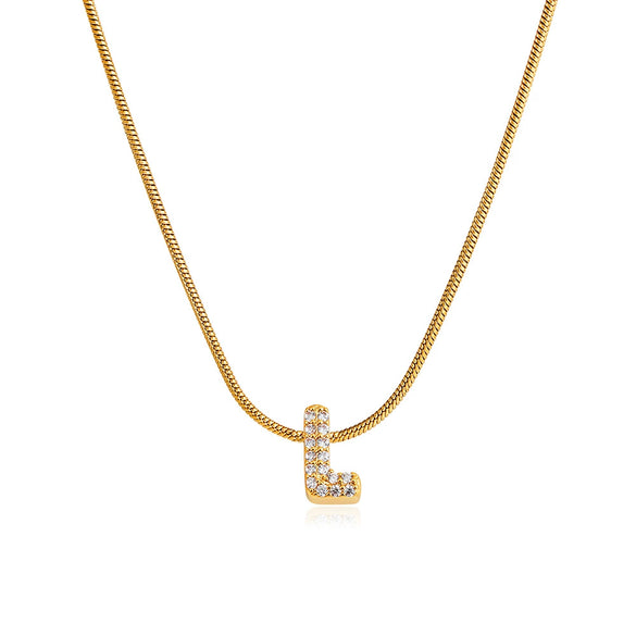 Wholesale Jewelry Copper Inlaid Zircon Letter Pendant Necklace Light Luxury Style