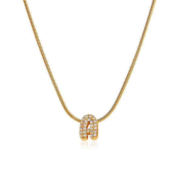 Wholesale Jewelry Copper Inlaid Zircon Letter Pendant Necklace Light Luxury Style