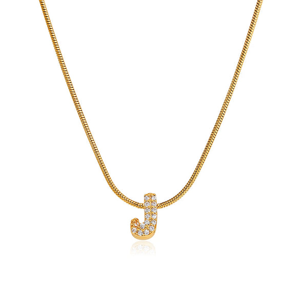 Wholesale Jewelry Copper Inlaid Zircon Letter Pendant Necklace Light Luxury Style