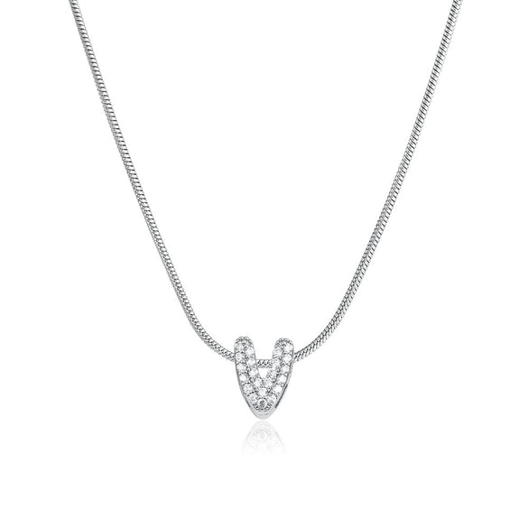 Wholesale Jewelry Copper Inlaid Zircon Letter Pendant Necklace Light Luxury Style